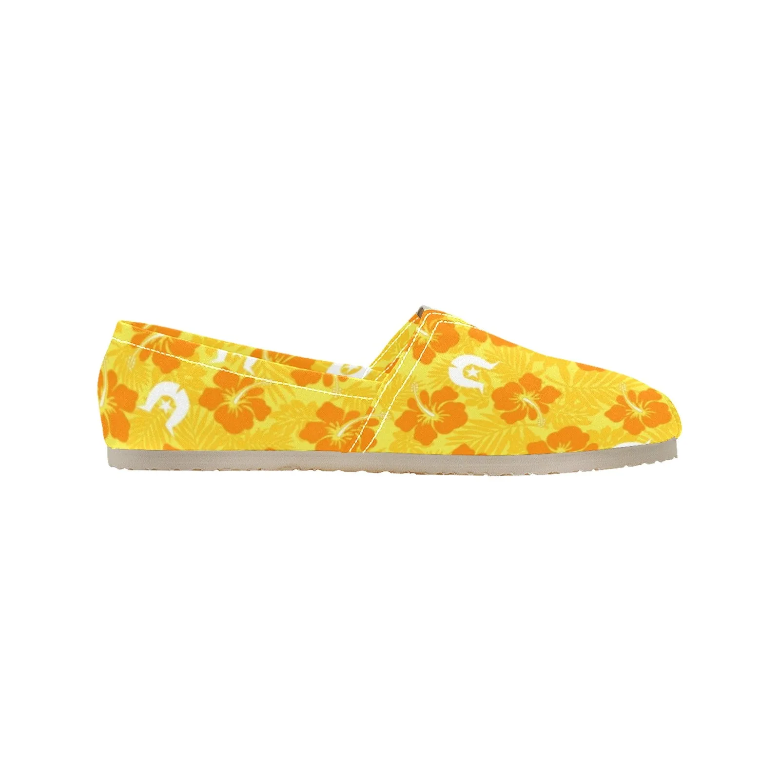 Hibiscus flowers with Dhari (Gold) on Men's Classic Canvas Slip-On Shoes