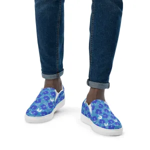 Hibiscus flowers with Dhari (Royal blue) on Men’s slip-on canvas shoes