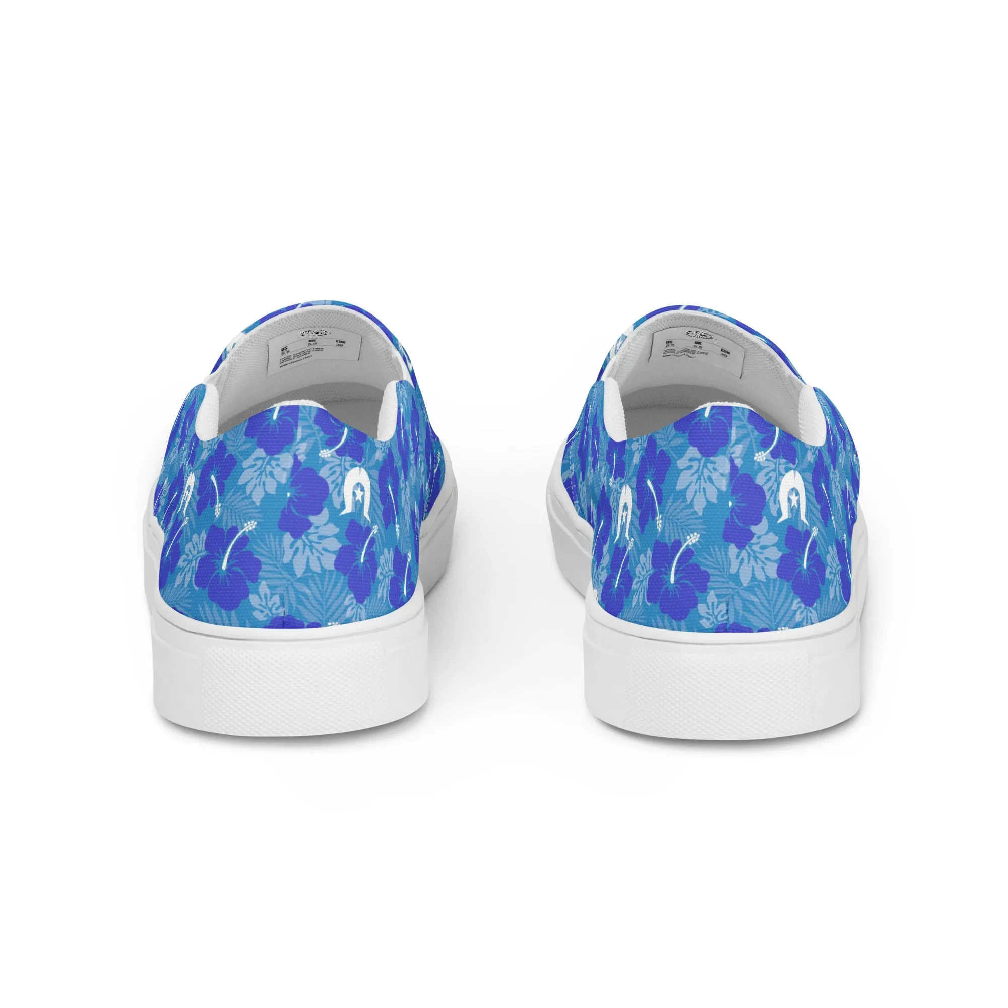 Hibiscus flowers with Dhari (Royal blue) on Men’s slip-on canvas shoes