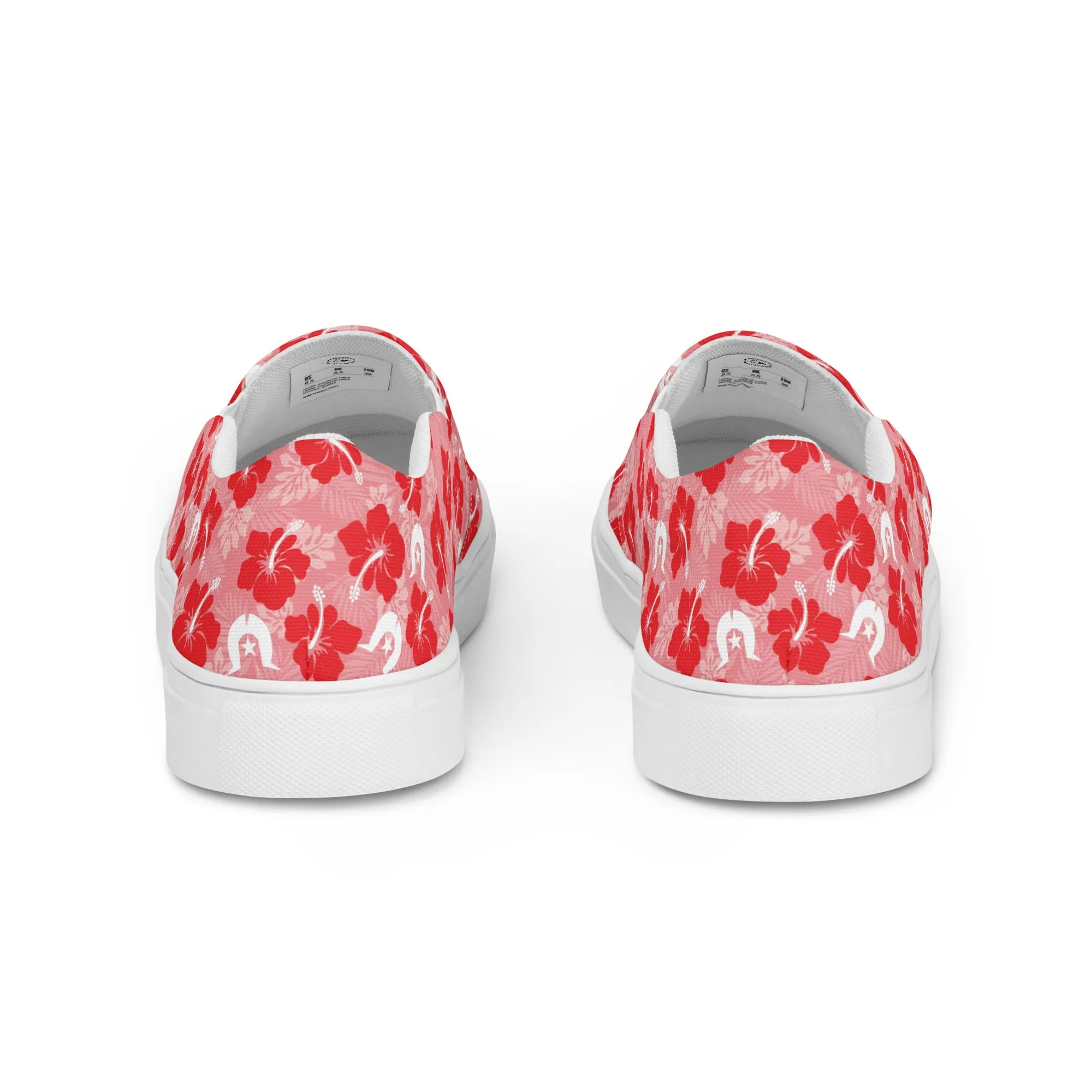 Hibiscus flowers with Dhari (Royal pink) on Women’s slip-on canvas shoes