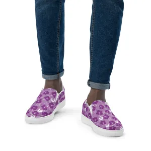Hibiscus flowers with Dhari (Royal purple)  on Men’s slip-on canvas shoes