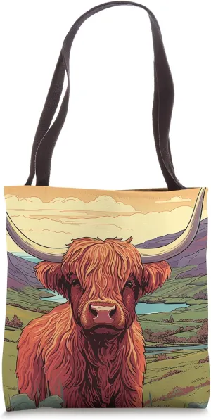 Highland Cow On The Pasture Farm Lover Tote Bag