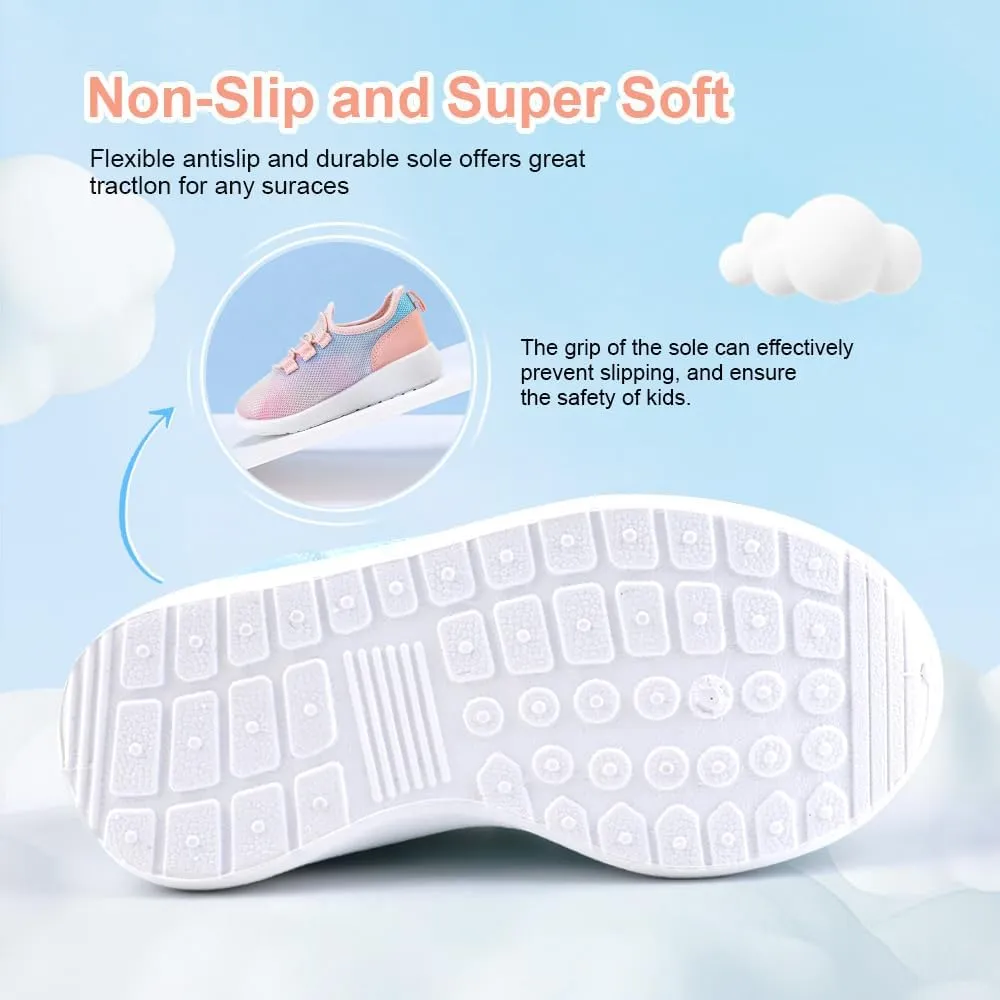 HIITAVE Girls Shoes Kids Slip on Tennis Sneakers Walking Running Athletic Gym Shoes
