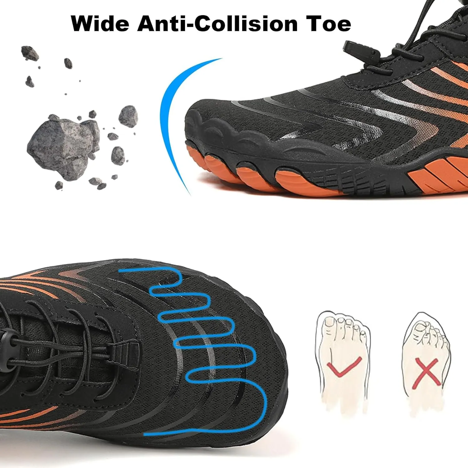 Hike Barefoot Shoes Women Men, Womens Footwear, Healthy & Non-Slip, Trail Running Shoes with Wide Toe and Zero Drop, for Both Genders, as Grounded Footwear
