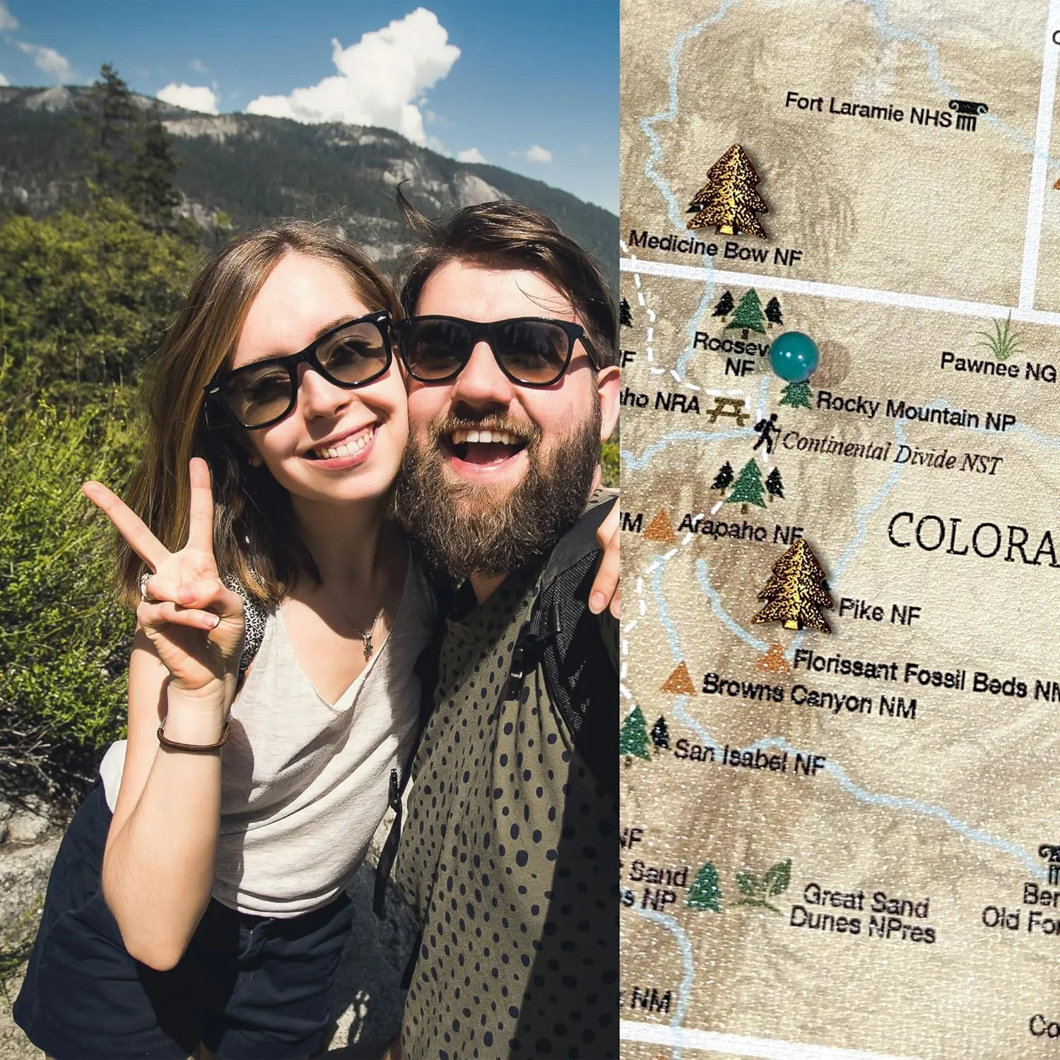 Holy Cow Canvas Personalized National Parks & Sites United States Map on Canvas, National Forests Map, US Map with Pins to Mark Travels, National Parks Map with Push Pins (30"x20", Rolled)
