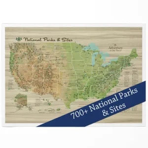 Holy Cow Canvas Personalized National Parks & Sites United States Map on Canvas, National Forests Map, US Map with Pins to Mark Travels, National Parks Map with Push Pins (30"x20", Rolled)