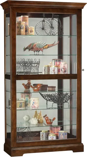 Howard Miller Tyler Curio Cabinet 680-537 – Cherry Bordeaux Finish Home Decor, Six Glass Shelves, Seven Level Display Case, Locking Slide Door, No-Reach Light