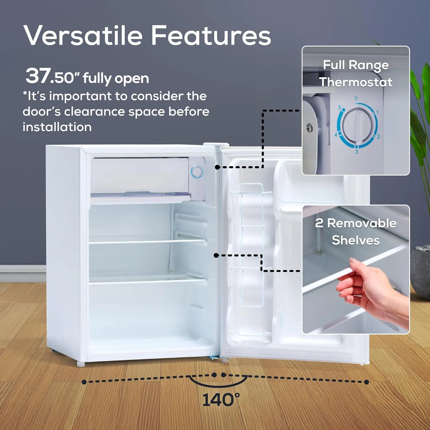 Igloo 2.6 Cu. Ft. Compact Refrigerator with Freezer - Mini Fridge for Dorm, Office, and Bedroom - Includes Adjustable Shelves and 8-Can Dispenser - 2-Liter Storage - White