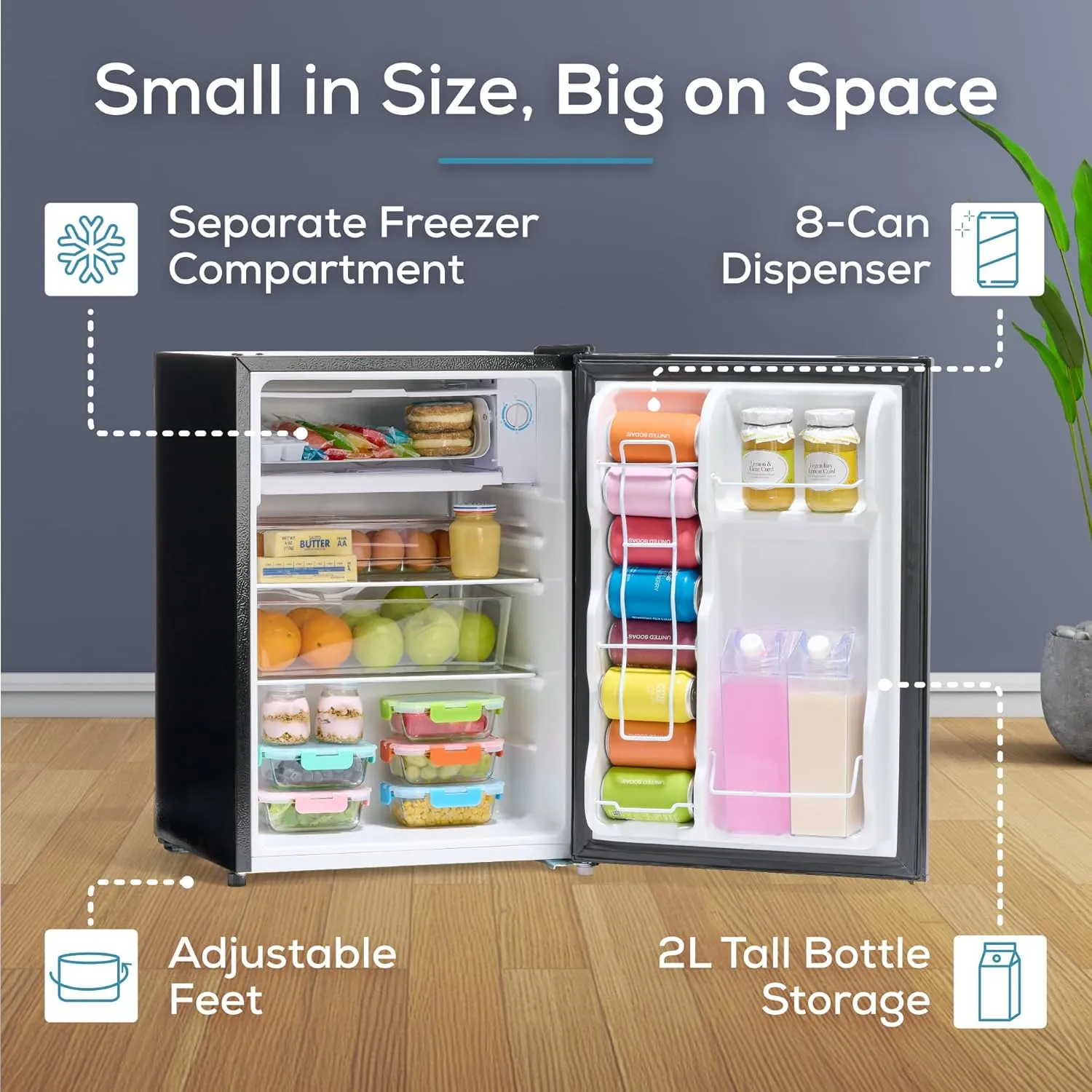 Igloo 2.6 Cu.Ft. Compact Refrigerator with Freezer, 2 Shelfs, Perfect for Homes, Offices, Dorms, Black