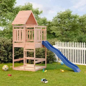 Imaginative Wooden Outdoor Playset with Wave Slide for Kids, Durable Solid Douglas Wood Construction, for Backyard Fun