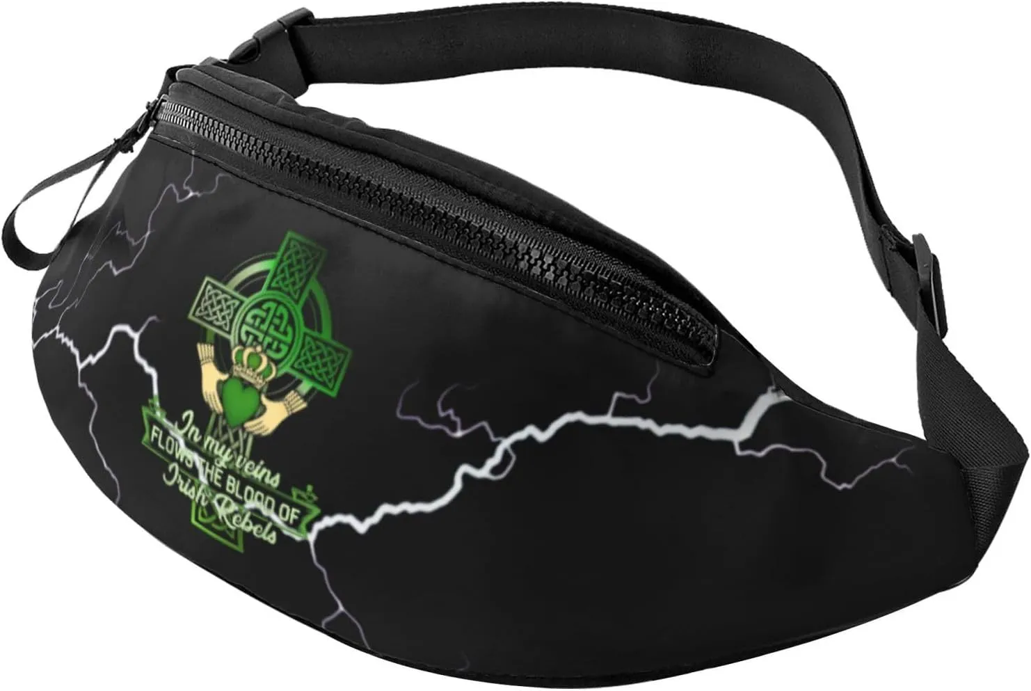 In My Veins Flows The Blood Of Irish Crossbody waist bag, fashionable waist bag for teenagers, suitable for traveling, running, hiking