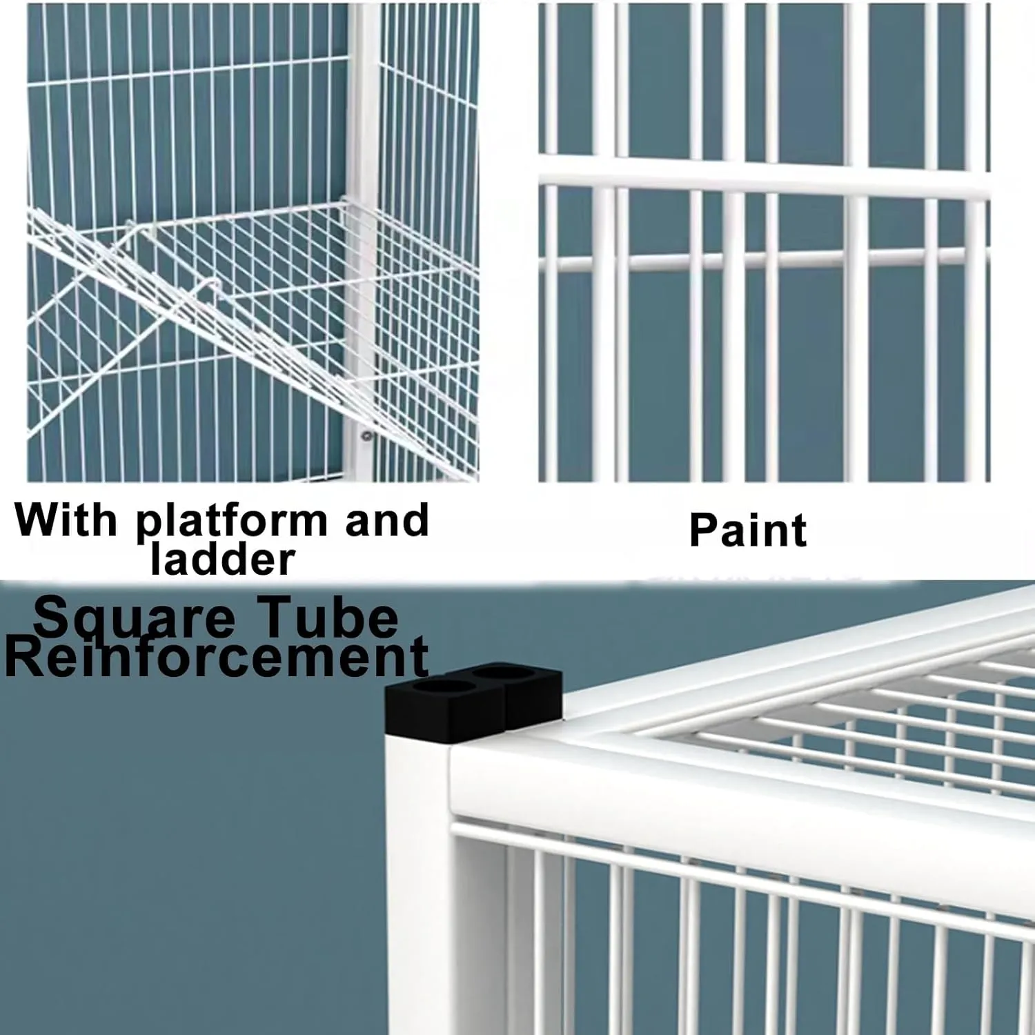 Indoor Cat Cage 2/3 Tier Kitten Cage House Small Animal Enclosure Pet Playpen Detachable Metal Kennel for Ferret/Chinchilla/Squirrels/Bunny, Easy Assembly (One Color 55 * 38 * 60Cm)