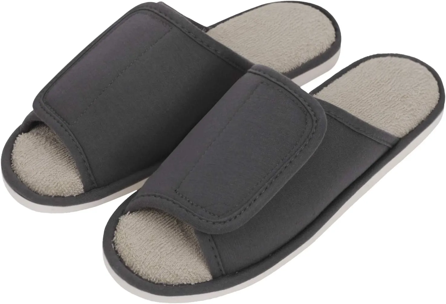 Indoor Non-Slip Adjustable Tearable Slide Slippers Open-Toe Terry Spa Slippers