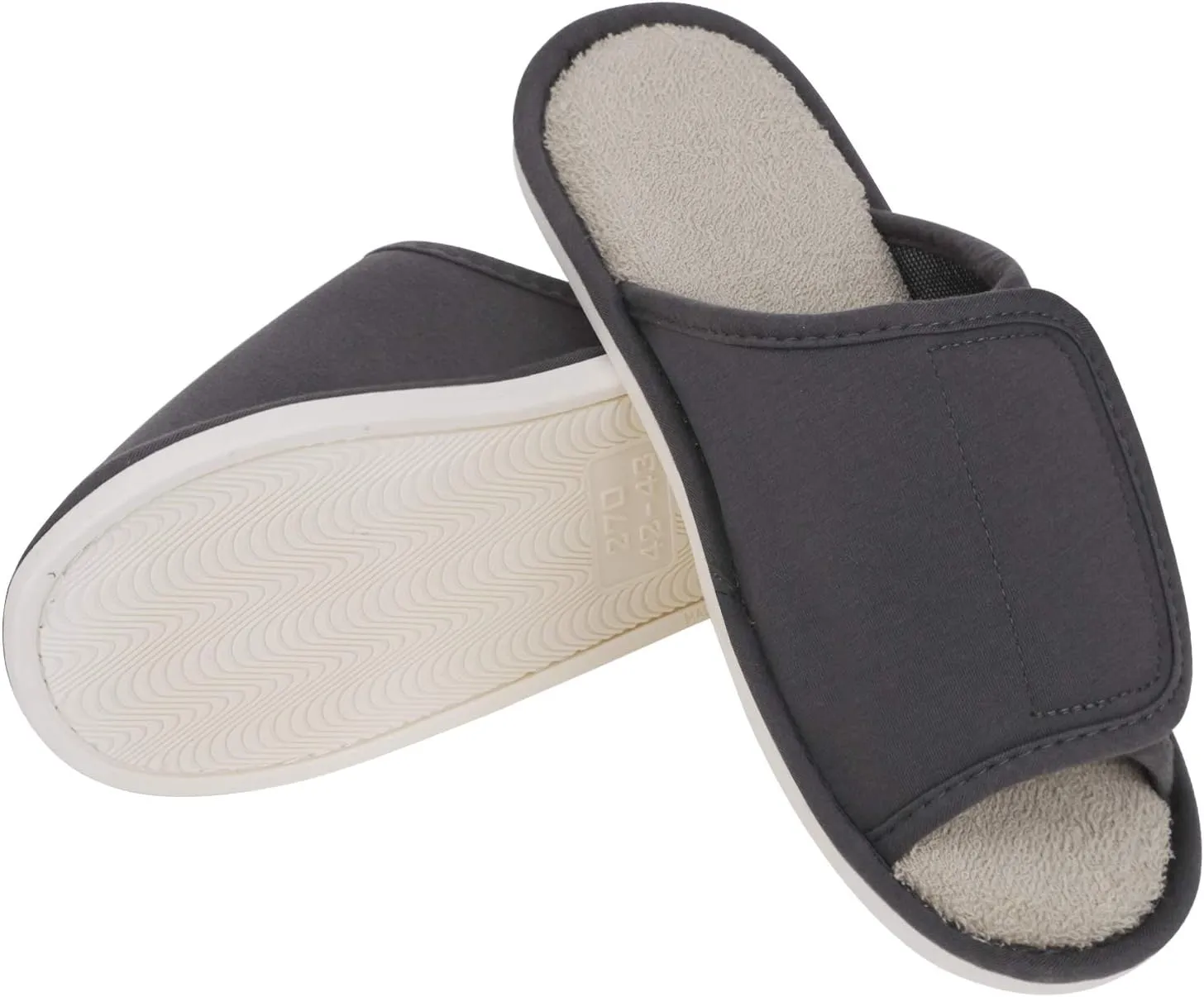 Indoor Non-Slip Adjustable Tearable Slide Slippers Open-Toe Terry Spa Slippers