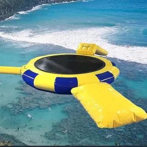 Inflatable Water Trampoline with Slide Jumping Bag Climbing Ladder, Waterproof Lake Trampoline for Adults and Kids, 10Ft,13ft
