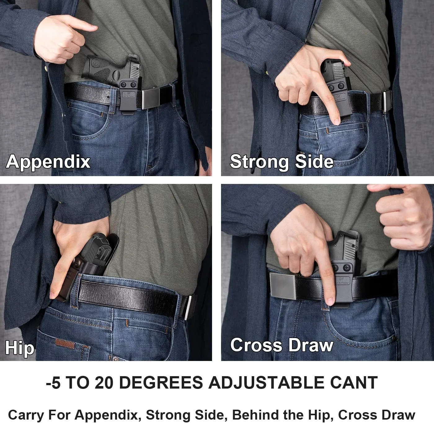 IWB Holster Compatible with Glock 19 Gen 3-5 Glock 23/32 Gen 3-4 Glock 19X/44/45, Inside Waistband Carry Holster Compatible with G19 G19x G23 G32 G45, 9mm Holster, Available in Kydex and Polymer