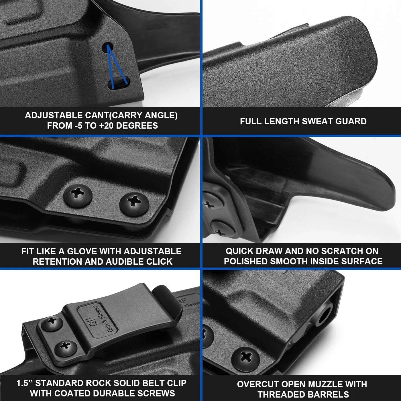 IWB Holster Compatible with Glock 19 Gen 3-5 Glock 23/32 Gen 3-4 Glock 19X/44/45, Inside Waistband Carry Holster Compatible with G19 G19x G23 G32 G45, 9mm Holster, Available in Kydex and Polymer