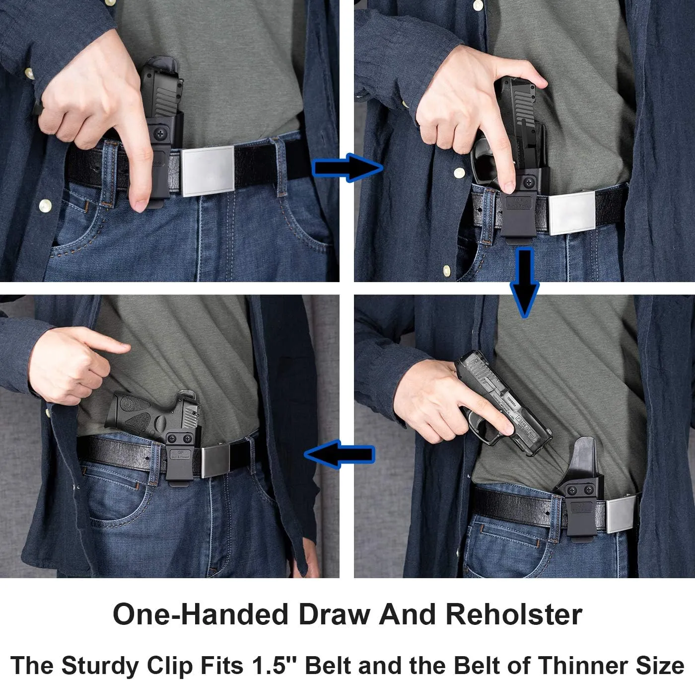 IWB Holster Compatible with Glock 19 Gen 3-5 Glock 23/32 Gen 3-4 Glock 19X/44/45, Inside Waistband Carry Holster Compatible with G19 G19x G23 G32 G45, 9mm Holster, Available in Kydex and Polymer