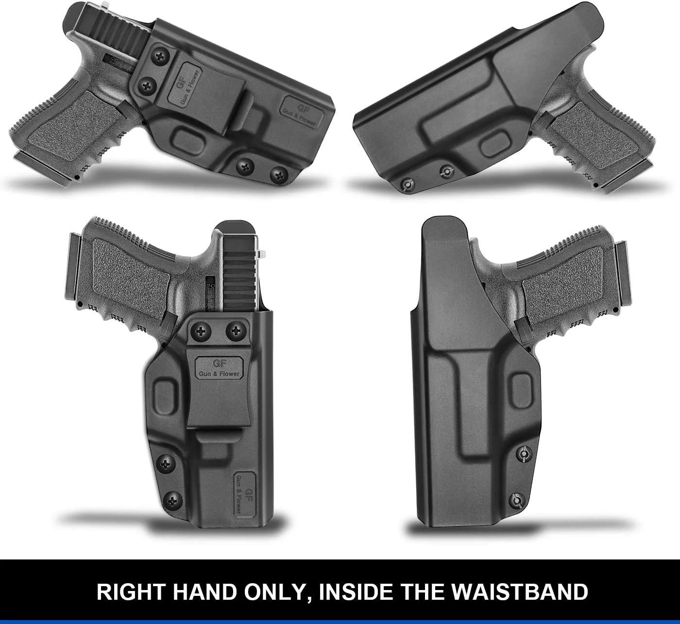 IWB Holster Compatible with Glock 19 Gen 3-5 Glock 23/32 Gen 3-4 Glock 19X/44/45, Inside Waistband Carry Holster Compatible with G19 G19x G23 G32 G45, 9mm Holster, Available in Kydex and Polymer