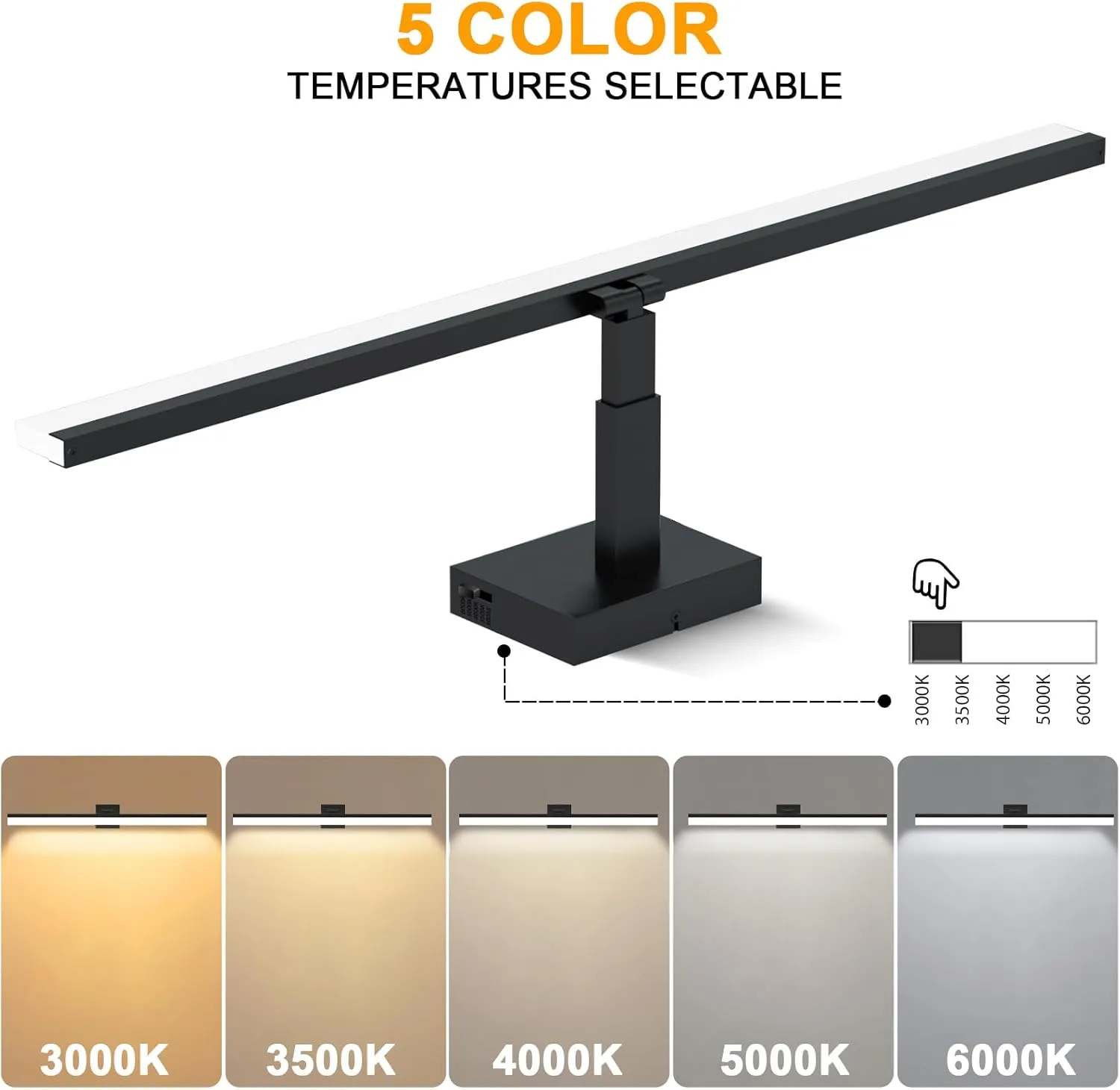 IZORRO 41 inch Modern LED Vanity Light Bar for Bathroom, IP44 (Dimmable & 5CCT & 180°Adjustable & Retractable) Black Bathroom Lighting Fixtures Over Mirror