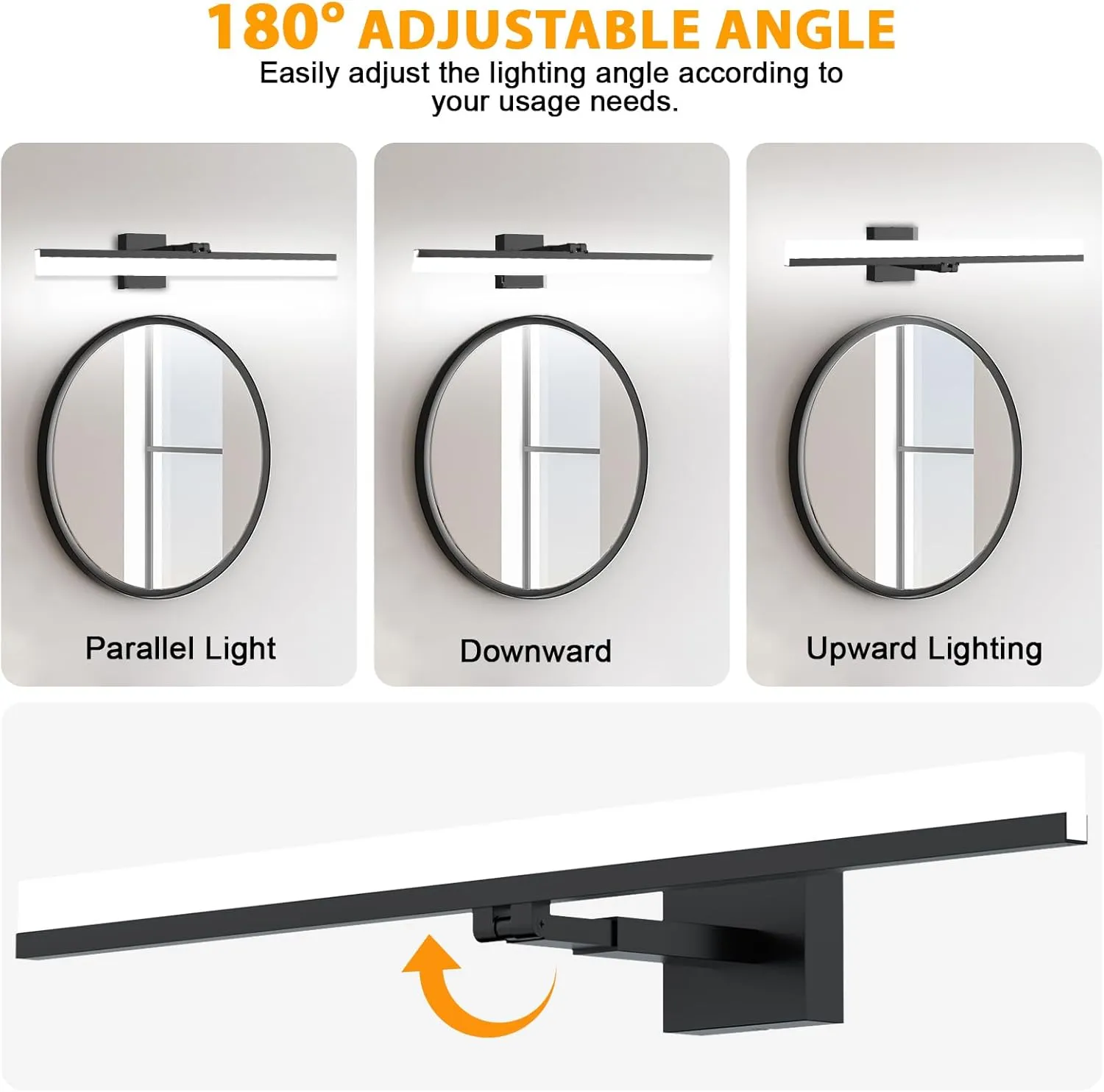IZORRO 41 inch Modern LED Vanity Light Bar for Bathroom, IP44 (Dimmable & 5CCT & 180°Adjustable & Retractable) Black Bathroom Lighting Fixtures Over Mirror