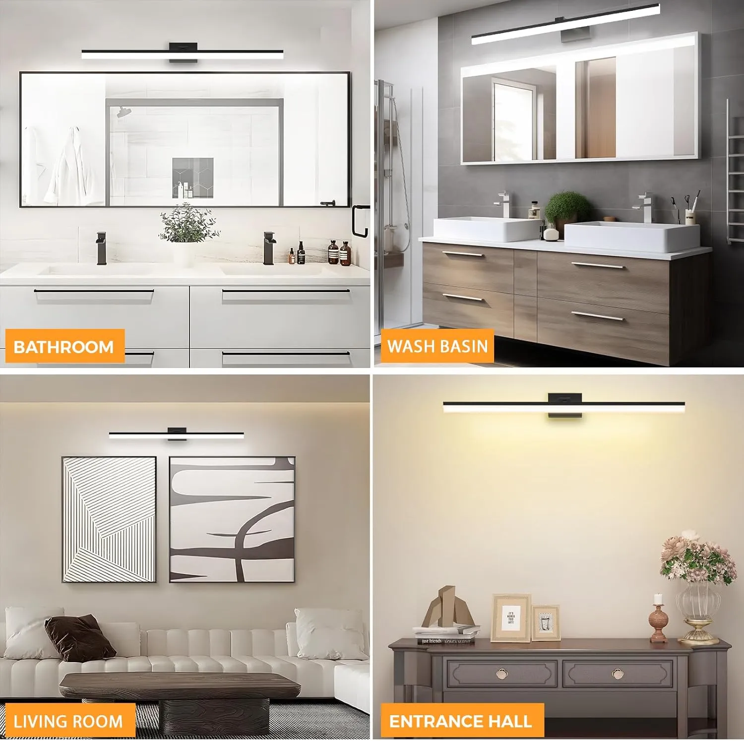 IZORRO 41 inch Modern LED Vanity Light Bar for Bathroom, IP44 (Dimmable & 5CCT & 180°Adjustable & Retractable) Black Bathroom Lighting Fixtures Over Mirror