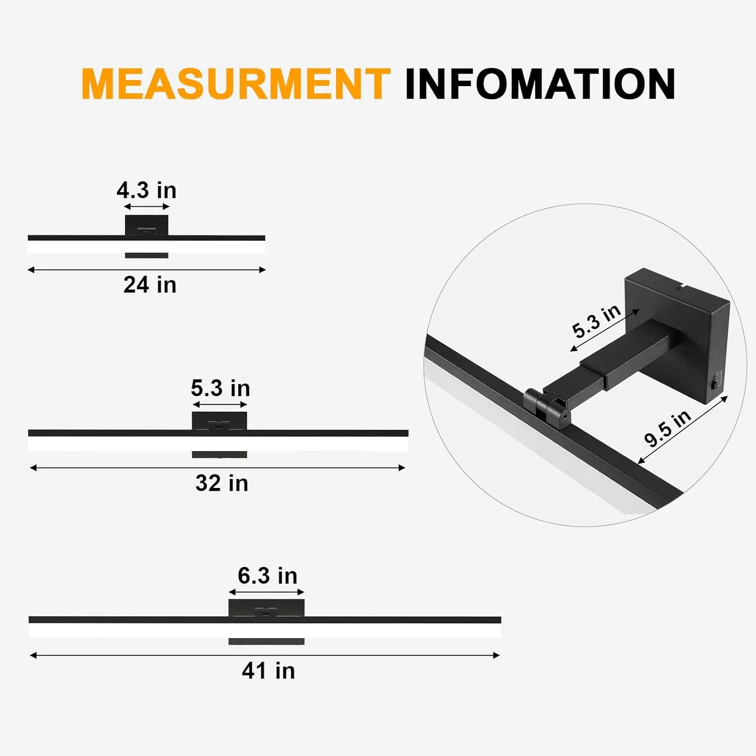 IZORRO 41 inch Modern LED Vanity Light Bar for Bathroom, IP44 (Dimmable & 5CCT & 180°Adjustable & Retractable) Black Bathroom Lighting Fixtures Over Mirror
