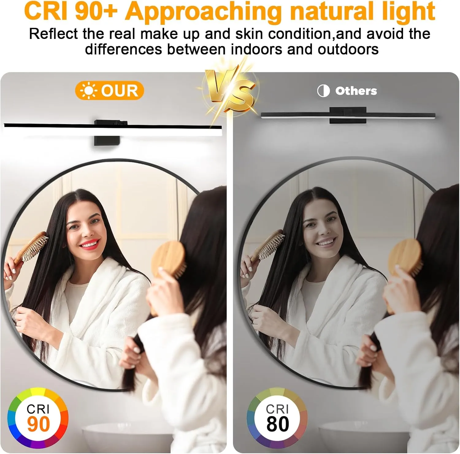 IZORRO 41 inch Modern LED Vanity Light Bar for Bathroom, IP44 (Dimmable & 5CCT & 180°Adjustable & Retractable) Black Bathroom Lighting Fixtures Over Mirror
