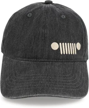 Jeep Grille Logo Garment Washed Hat Black
