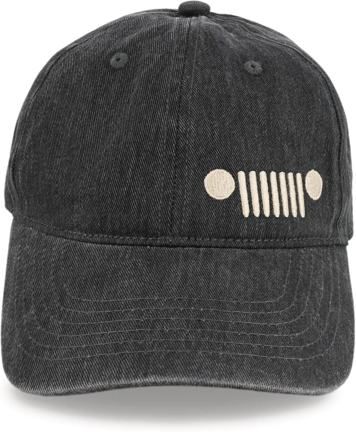 Jeep Grille Logo Garment Washed Hat Black