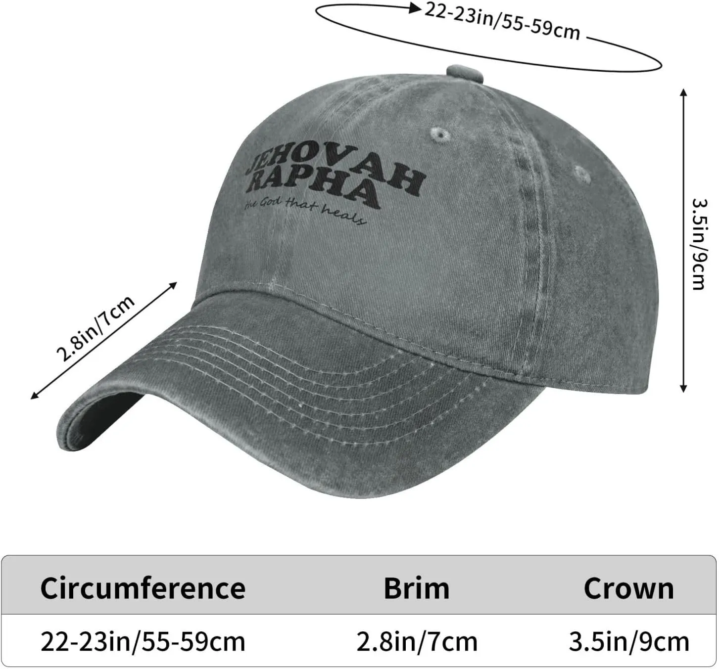 Jehovah Rapha The God Who Heals Baseball Hat Adjustable Classic Dad Hat for Men Women,Black