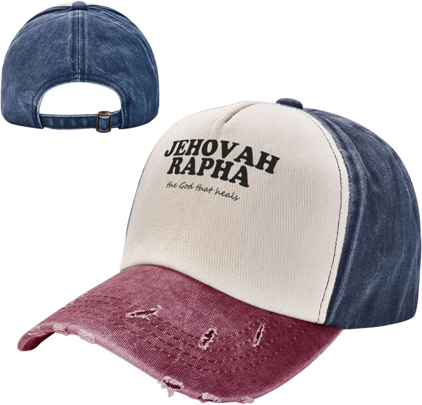Jehovah Rapha The God Who Heals Baseball Hat Adjustable Low Profile Dad Hat for Men Women,Dark Red