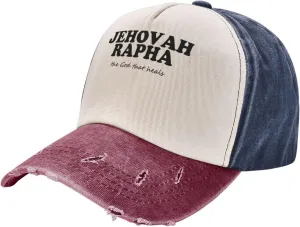 Jehovah Rapha The God Who Heals Baseball Hat Adjustable Low Profile Dad Hat for Men Women,Dark Red