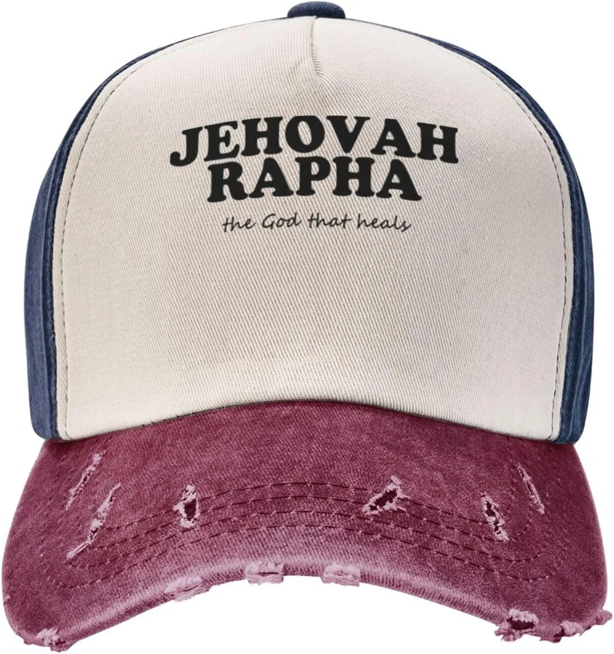 Jehovah Rapha The God Who Heals Baseball Hat Adjustable Low Profile Dad Hat for Men Women,Dark Red
