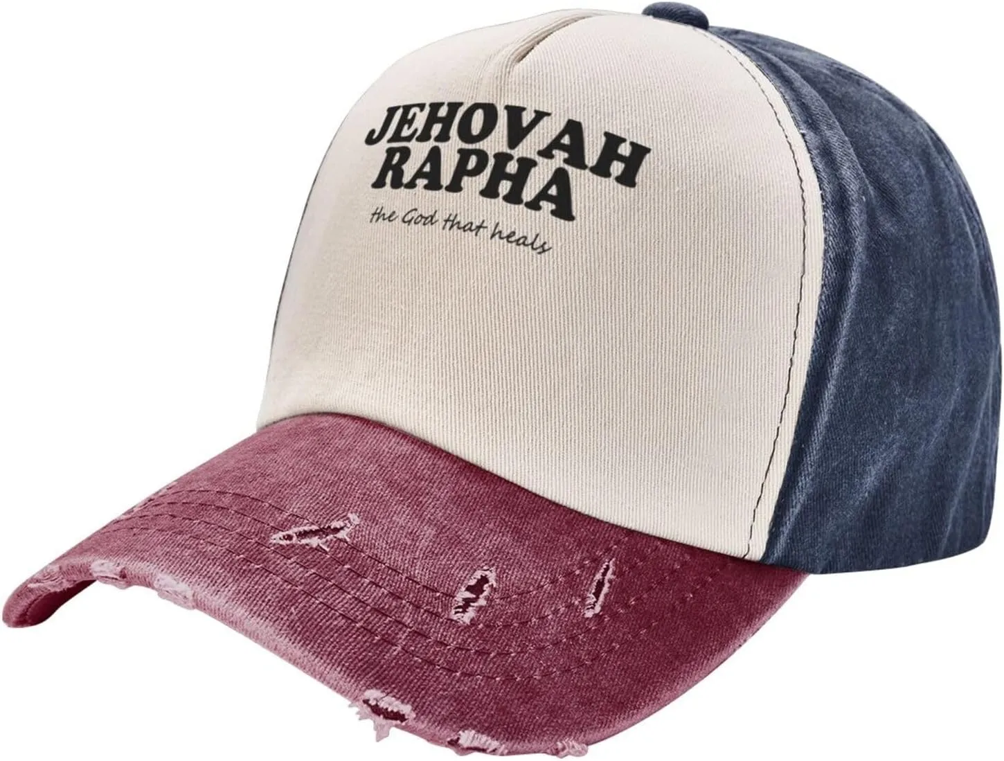 Jehovah Rapha The God Who Heals Baseball Hat Adjustable Low Profile Dad Hat for Men Women,Dark Red