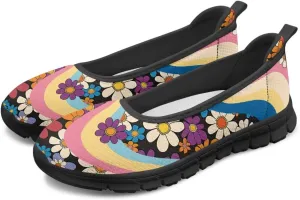 Jeiento Women's Casual Flower Sneaker Lady Slip On Loafers Business Work Flats Sport Running Jogging Footwear