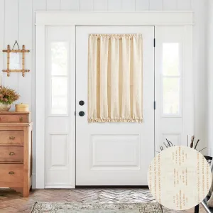 jinchan Linen French Door Curtain Geometric Boho Striped Linen Curtain for Patio Door 40 Inch Long Bohemian Door Window Panel Light Filtering Rod Pocket Tieback Included 1 Panel Taupe on Beige