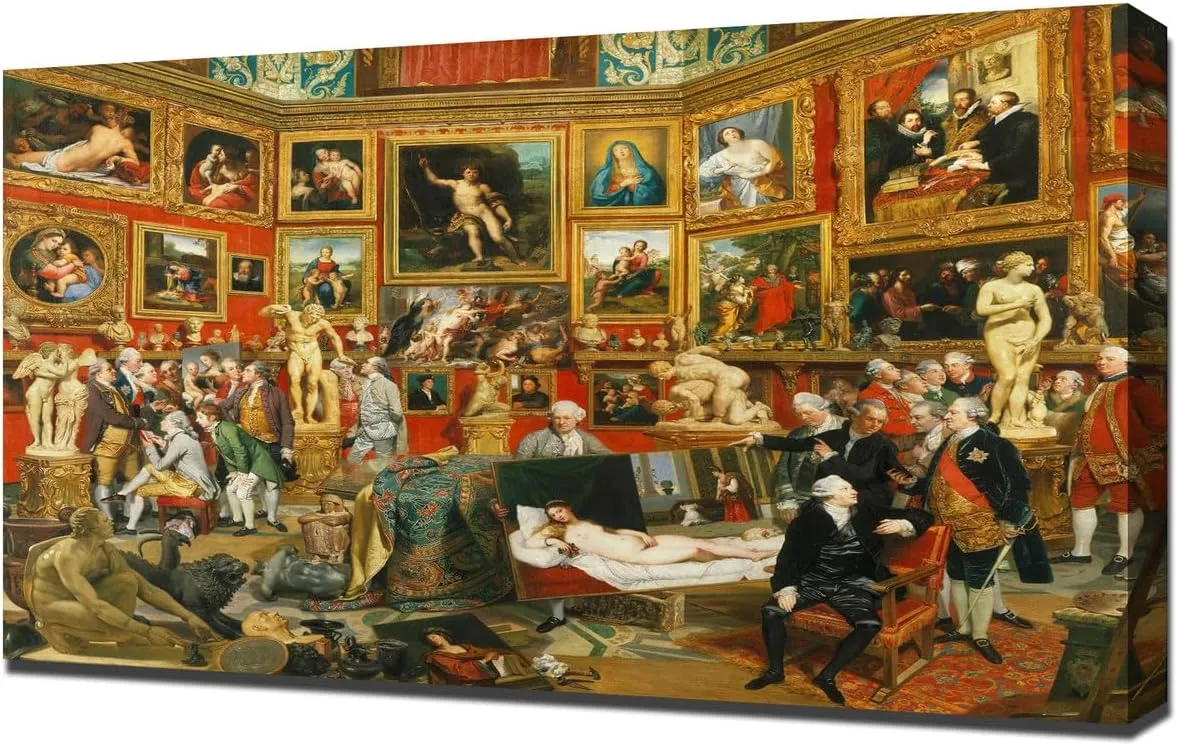 Johann Zoffany The Tribuna of the Uffizi - Canvas Wall Art - Canvas Print On A Wooden Frame - Perfect Picture For Wall Decoration
