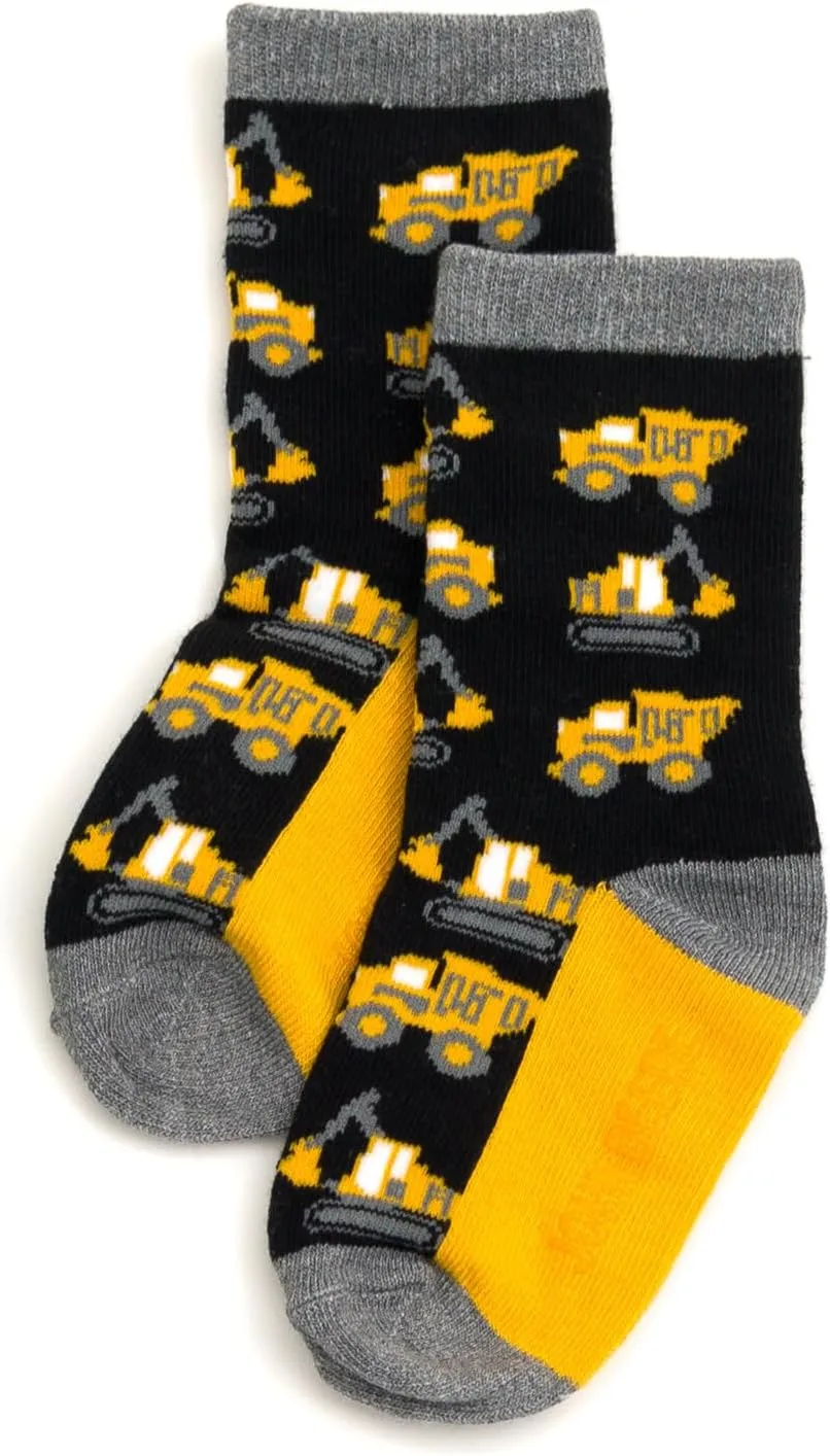 John Deere Truck 7 Pack Non-Slip Grip Crew Socks Toddler to Little Kid Sizes (2T-4T - 4-6)