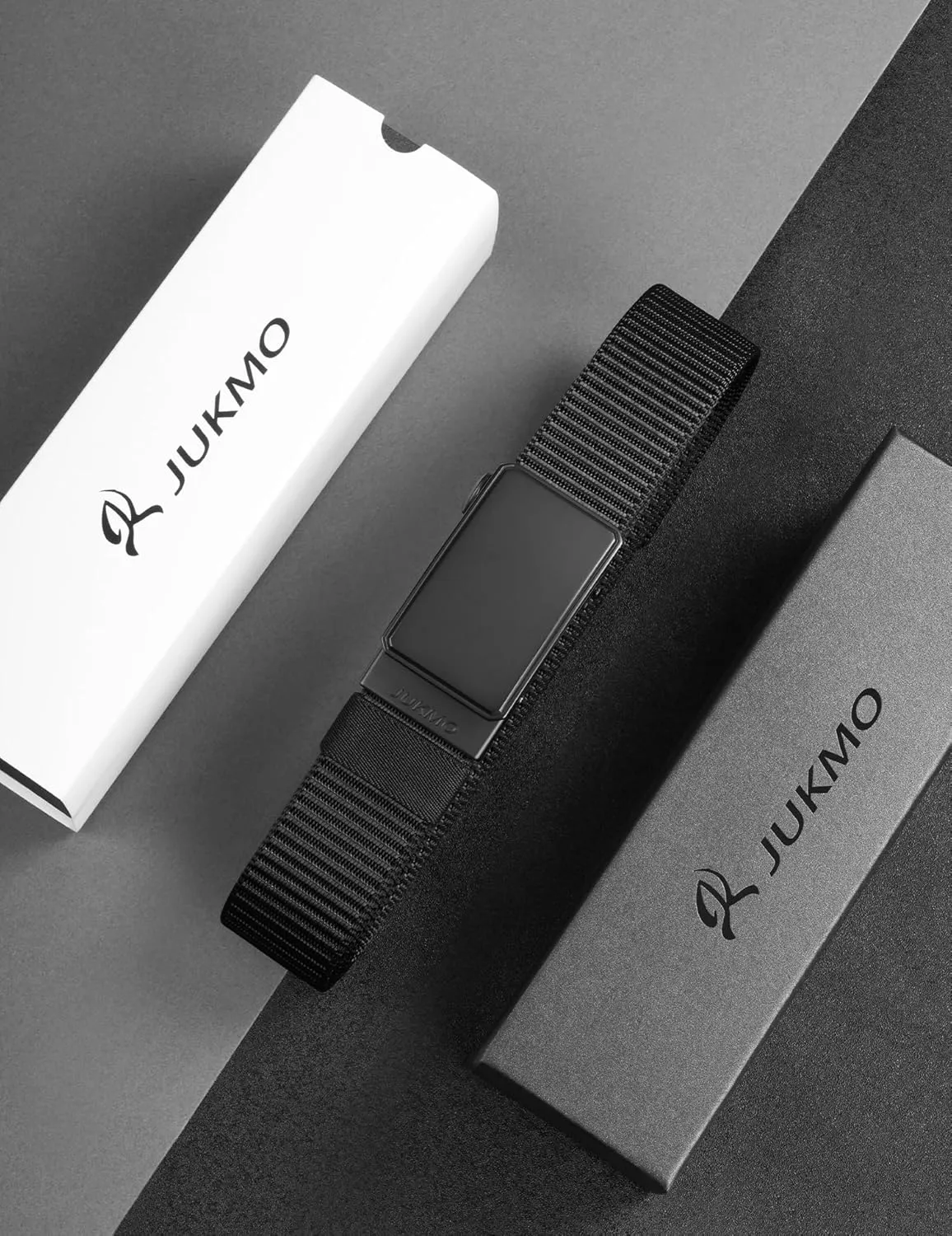 JUKMO Men's 1.5" Nylon Ratchet Belt, Casual Web Click Belt with Slide Buckle for Jeans, No Holes Adjustable Trim to Fit