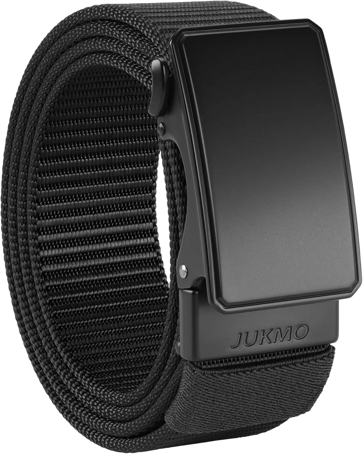 JUKMO Men's 1.5" Nylon Ratchet Belt, Casual Web Click Belt with Slide Buckle for Jeans, No Holes Adjustable Trim to Fit