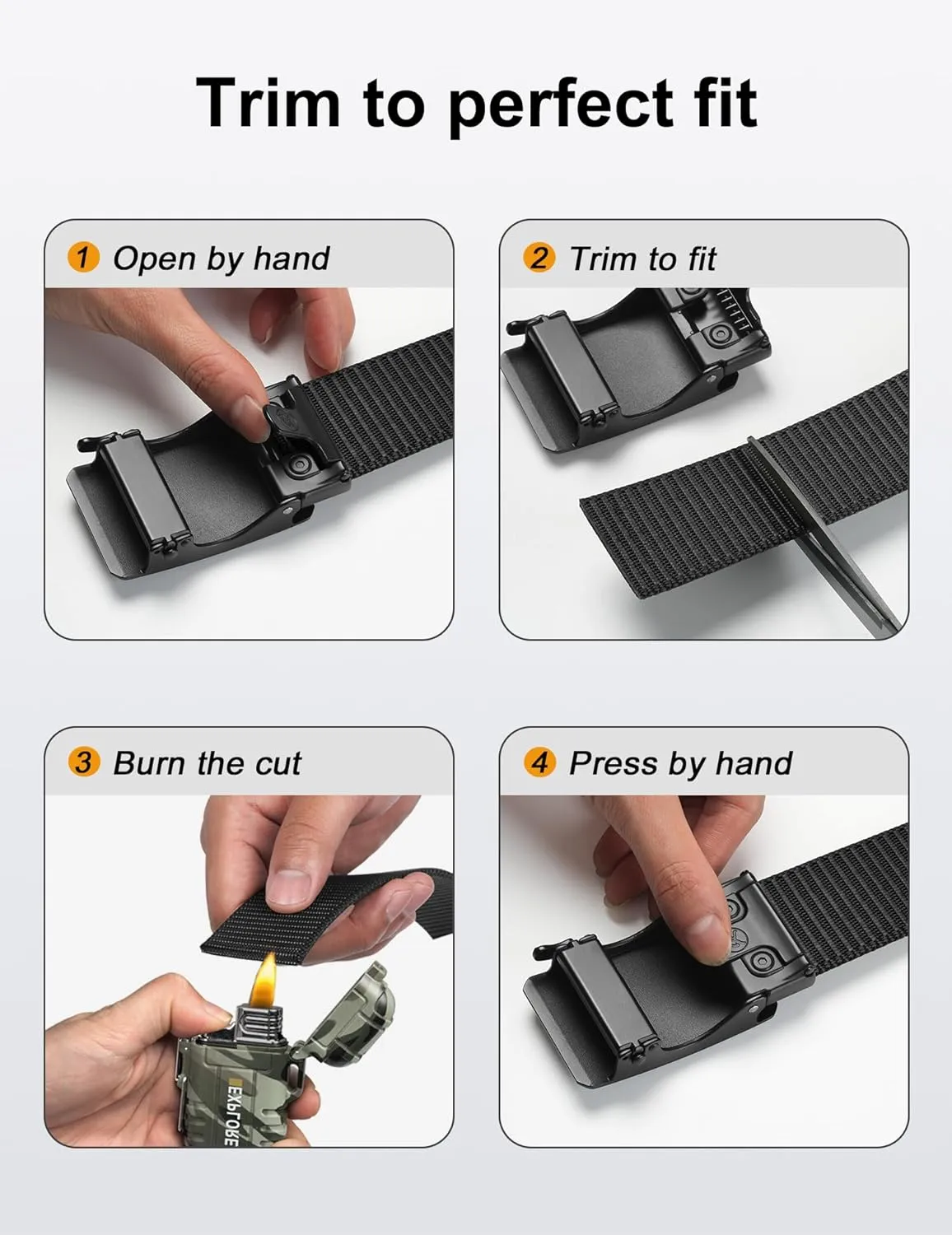 JUKMO Men's 1.5" Nylon Ratchet Belt, Casual Web Click Belt with Slide Buckle for Jeans, No Holes Adjustable Trim to Fit