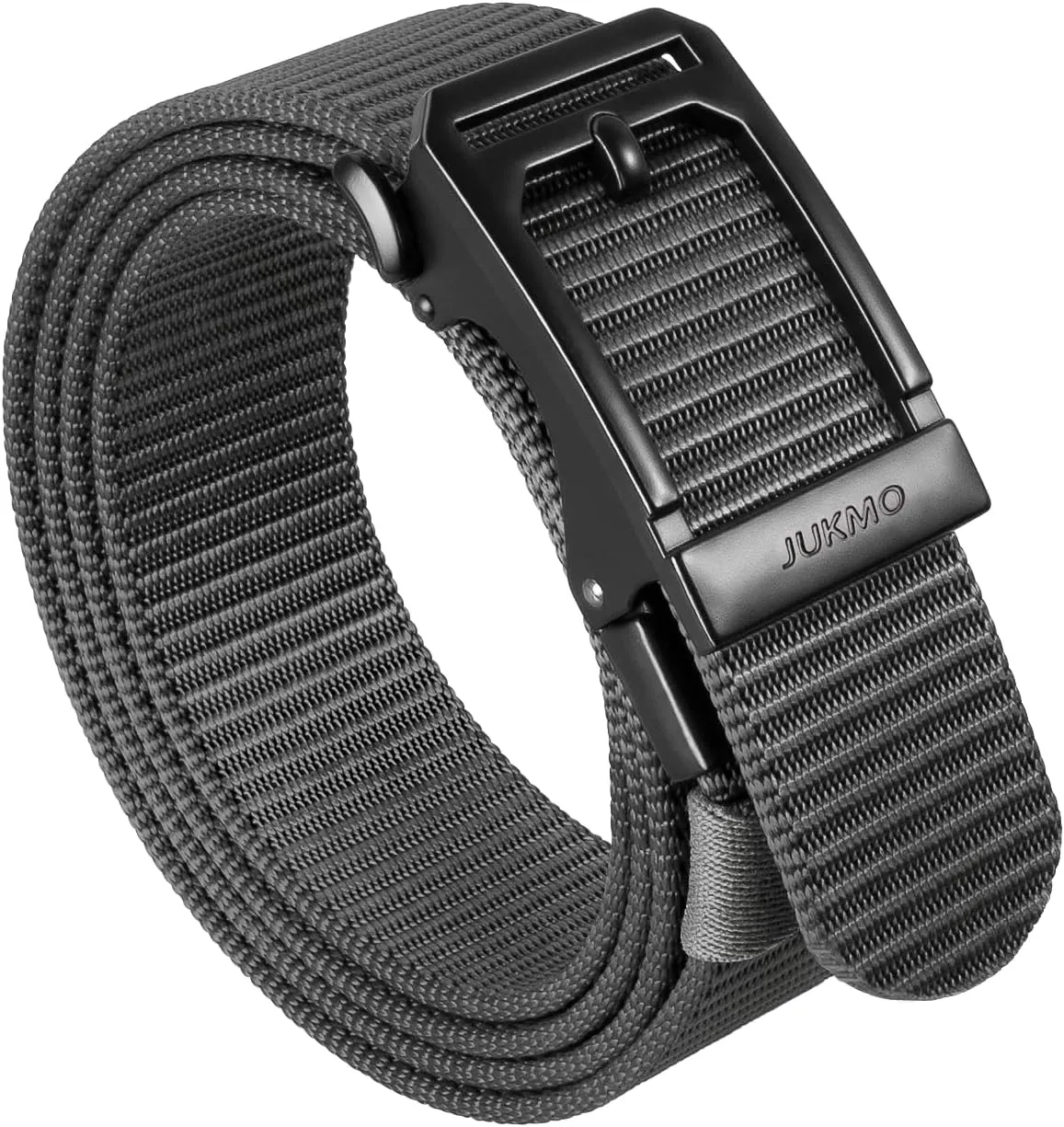 JUKMO Men's Ratchet Tactical Gun Belt, 1.5" Nylon Web Work Belt with Automatic Slide Buckle, Adjustable Trim to Fit