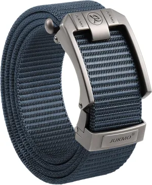 JUKMO Ratchet Belt for Men, Nylon Web Tactical Belt with Automatic Slide Buckle, Adjustable Trim to Fit