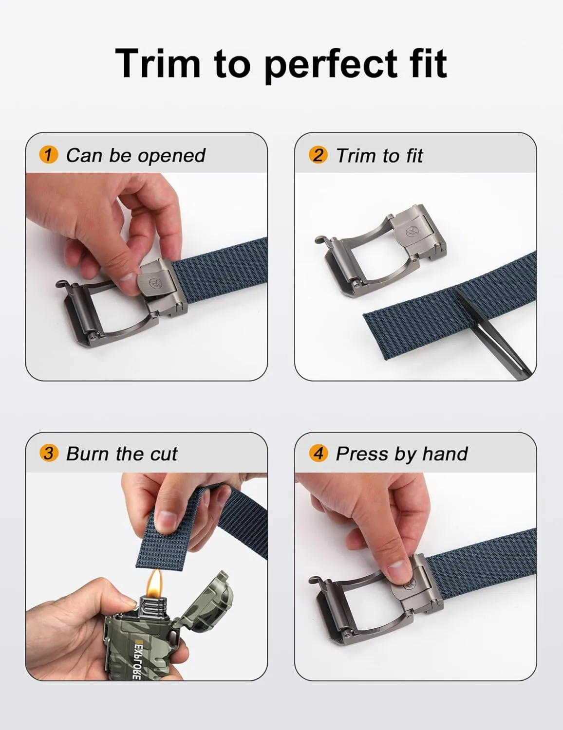 JUKMO Ratchet Belt for Men, Nylon Web Tactical Belt with Automatic Slide Buckle, Adjustable Trim to Fit