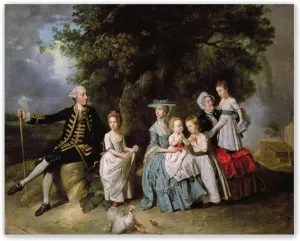 JZSDGB Johan-Joseph-Zoffany Famous Paintings wall art Reproduction'Group Portrait of the Colmore Family'Giclee Print On Canvas-Portrait Pictures On Canvas Artwork Prints 70x90cm(28x35in) Frameless