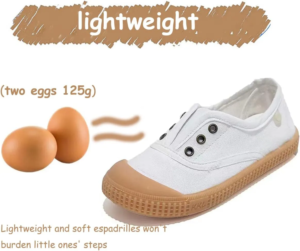 Kids Canvas Shoes Girls Boys Elastic Sneakers Slip on Tennis Shoes Soft Lightweight Footwear for Walking Running