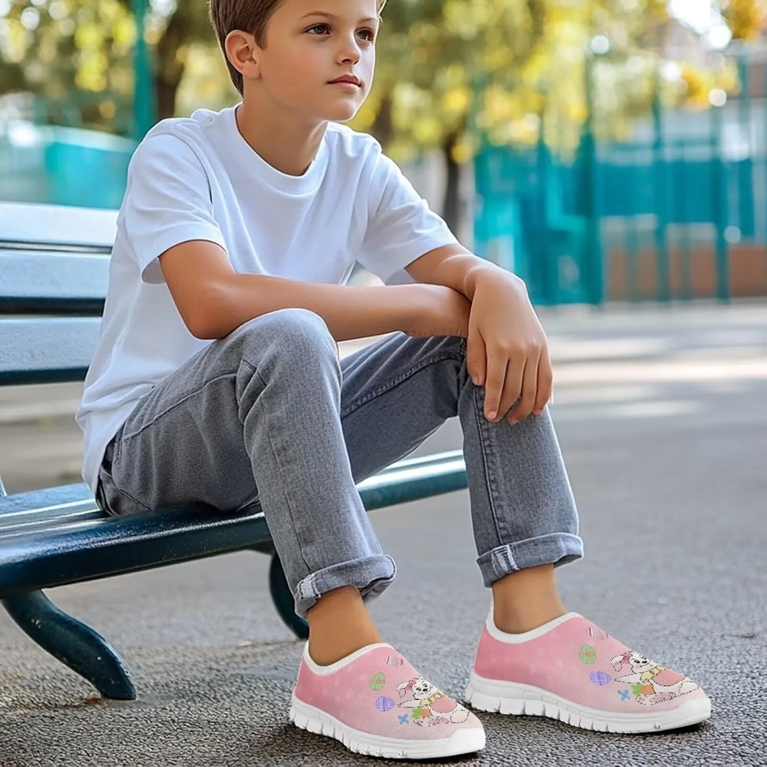 Kids Fashion Athletic Girls Tennis Shoes Lightweight Novelty Slip On Sneakers Holiday Themed Shoes