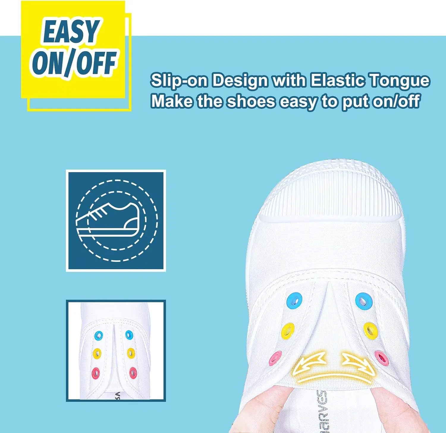 Kids Shoes Toddlers Canvas Sneakers Slip-on Comfortable Light Weight Skin-Friendly Causal Running Tennis Shoes for Boys Girls(Toddle/Little Kids/Big Kids)