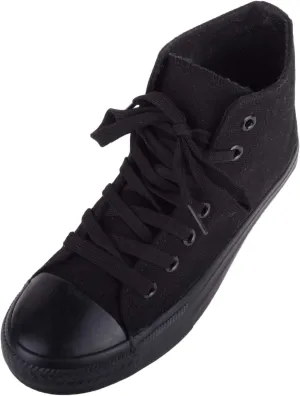 Kids/Childrens Slip On High Top Lace Up Canvas Pumps Trainers Shoes with Matching Sole